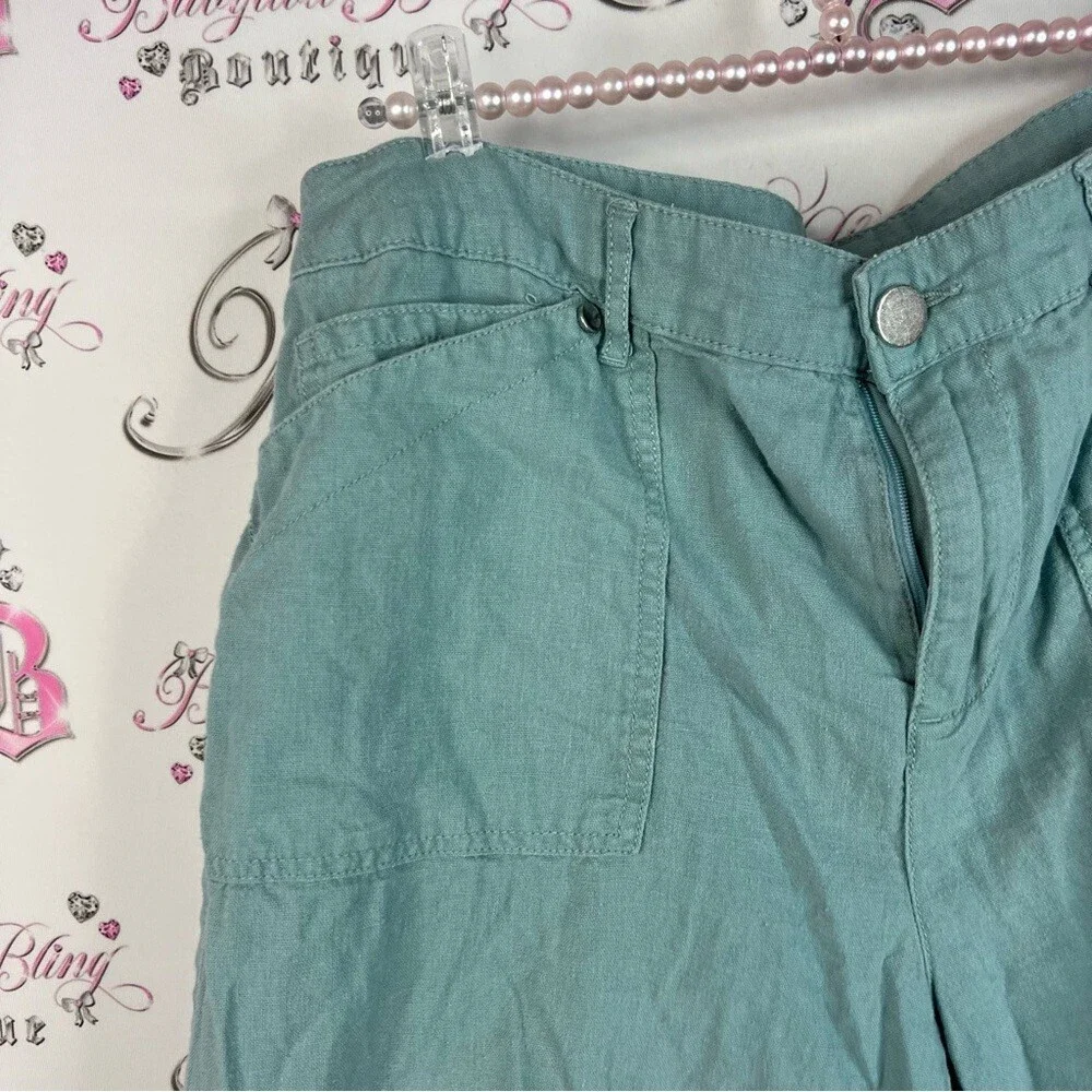 Feel pretty shorts linen light blue green Casual Teal Women's Bermudas